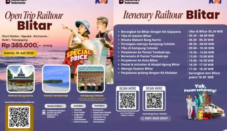 KAI Daop 7 Madiun Buka Open Trip Rail Tour Blitar untuk Wisata Edukatif Jejak Bung Karno