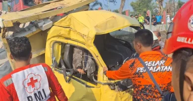 Truk Pengangkut Bata Ringan Terperosok ke Lahan Sawah di By Pass Mojokerto, Pengemudi Tersangkut di Kabin
